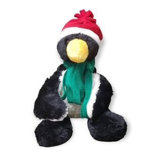 DanDee Collectors Choice Penguin Rocking Scarf & Santa Hat Stuffed Plush Animal